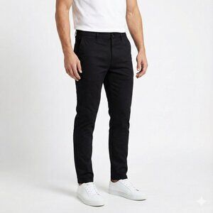 Zara Men's Skinny Fit Breathable Classic Black Trousers Pant
